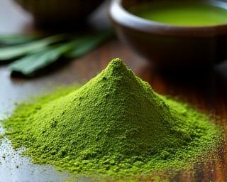 茶畑と抹茶粉末のイメージ